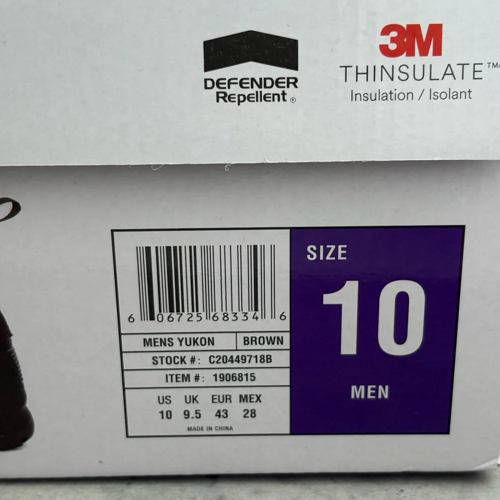 Staheekum Men's Yukon 3M Thinsulate Winter Snow Boots Size 10 Brown New In Box